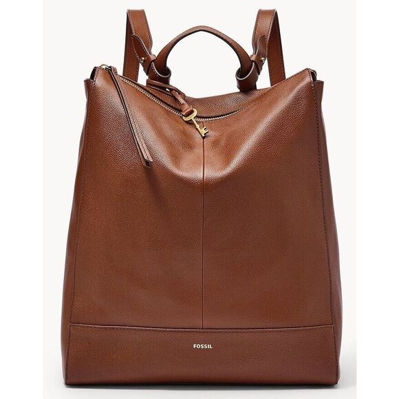 Fossil Elina convertible leather backpack brown new $330 Retail - Picture 1 of 8
